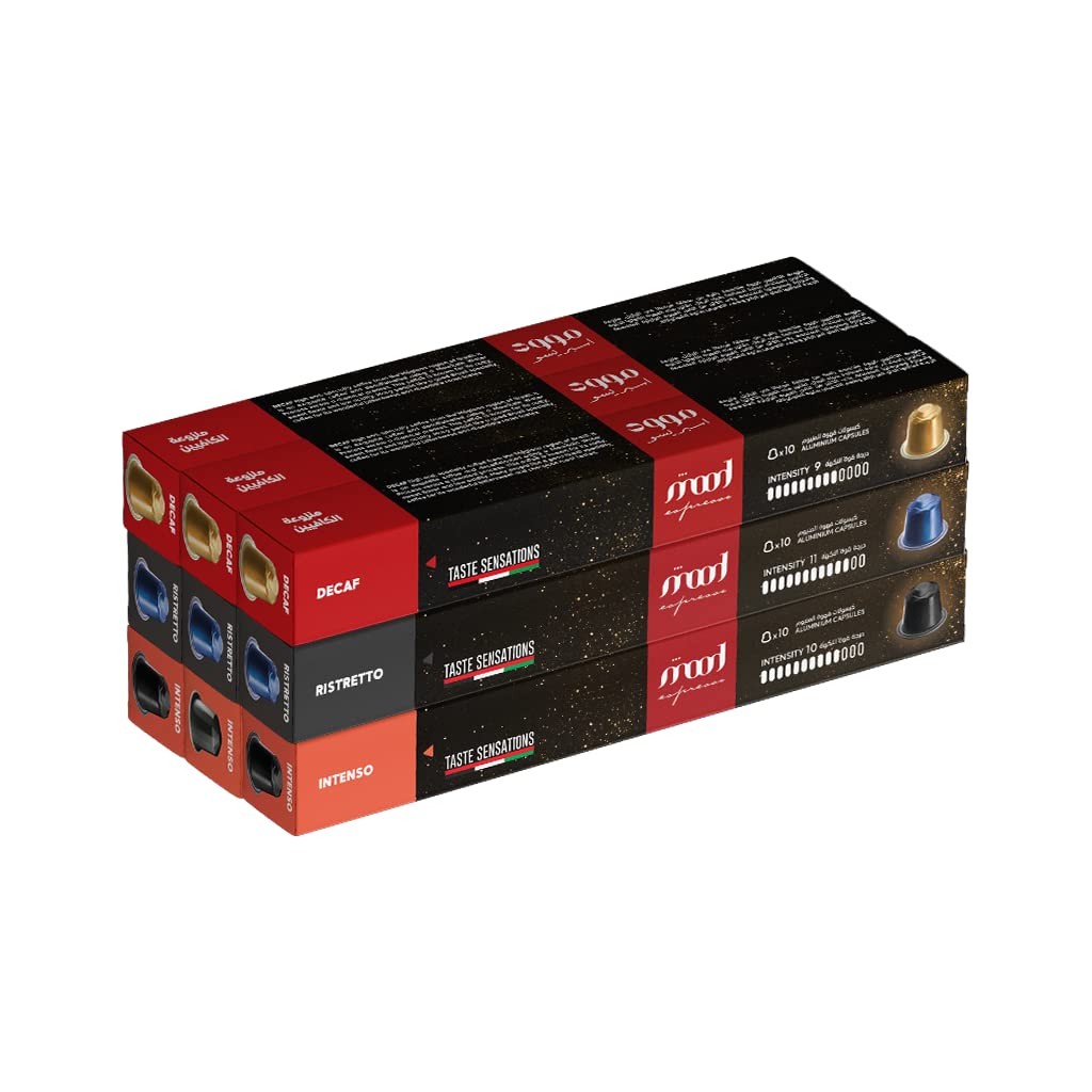 Sponsored Ad – Nespresso Compatible Aluminium Capsules (3 Flavors: Intenso, Ristretto, Decaf), Pack of 9 (90 Capsules)