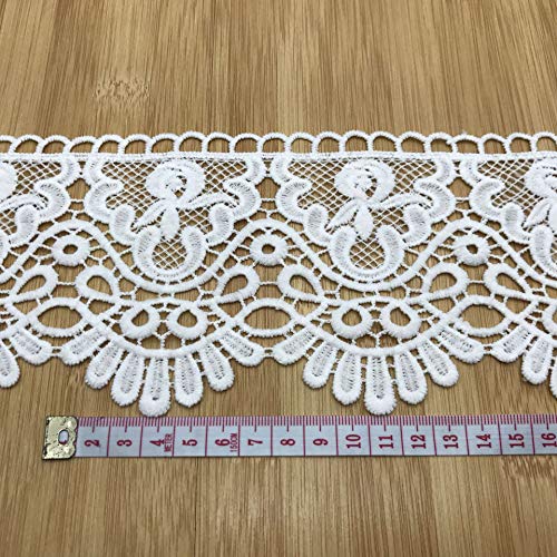 Venise Edging Cotton Lace Trim Beautiful Flower Eyelet Embroidery Bridal Lace Triming For Garment Sewing Diy Craft Supply 3 Yards/Set (White Crown) #TOP2