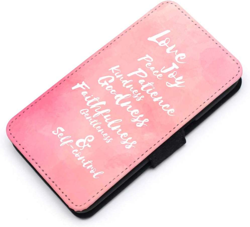 Compatible with Google Pixel 5 Case, Love Joy Peace Fruit of Holy Spirit Watercolor Pink Bible Cover Wallet case