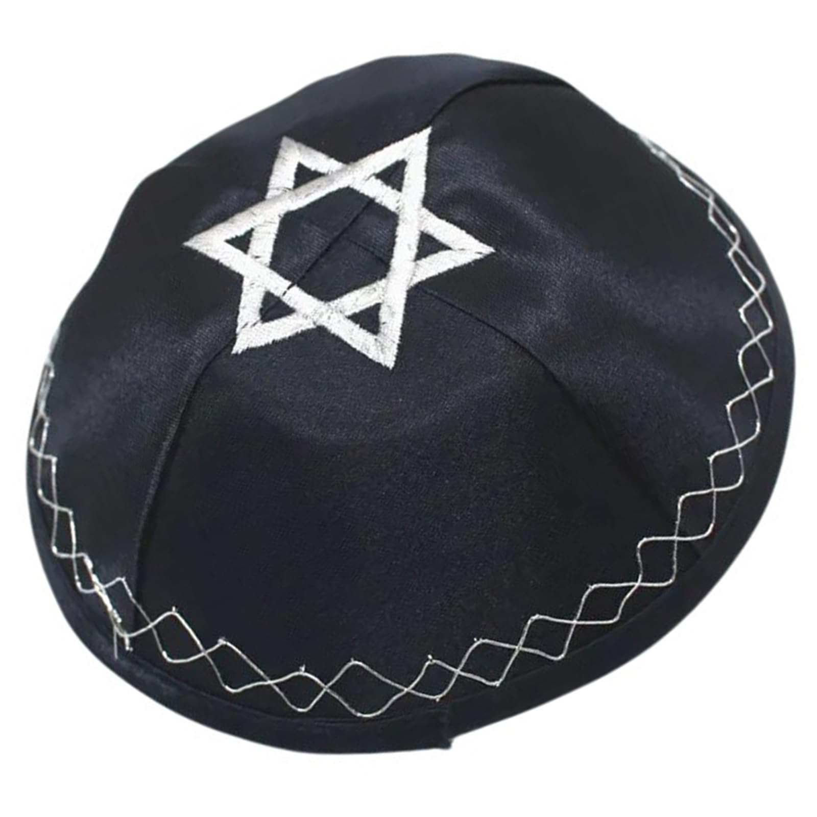 YUELER Elegant Kippah Caps for Adult Jews Hat Embroidery Star Kippa Caps Comfortable Yarmulke Hat Judaica Kippa Hat Accessory Black