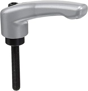 Kipp 06460-2063X35 Zinc Adjustable Handle with M6 External Thread, Modern Design Style, Steel Components, Metric, Silver Metallic Powder-Coated Finish, Size 2, 35 mm Screw Length