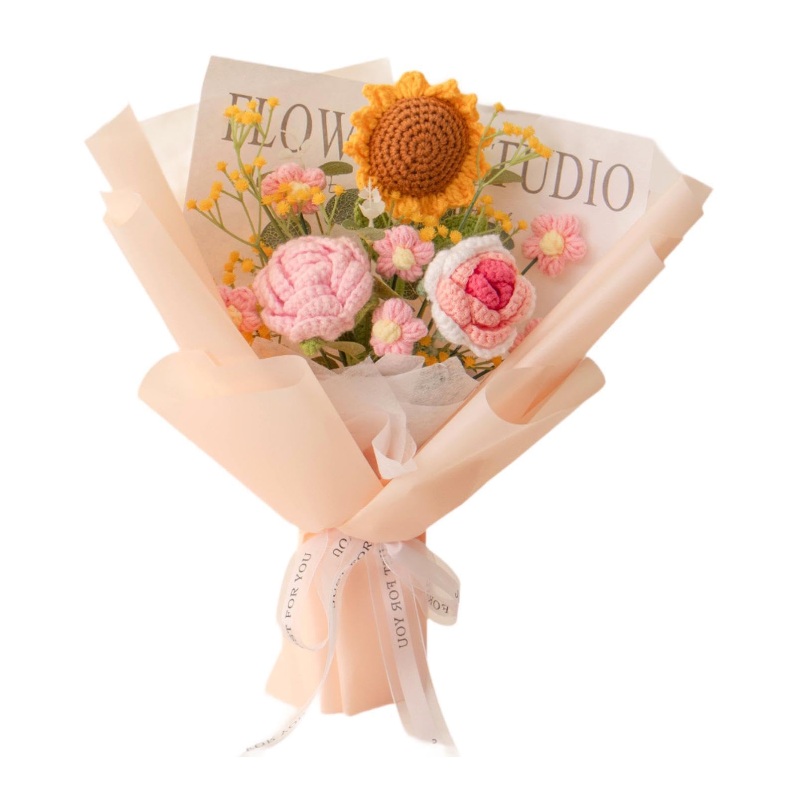 Crochet Flowers Bouquet Gift Handmade for Father's Day Mother's Day Festival-image-28