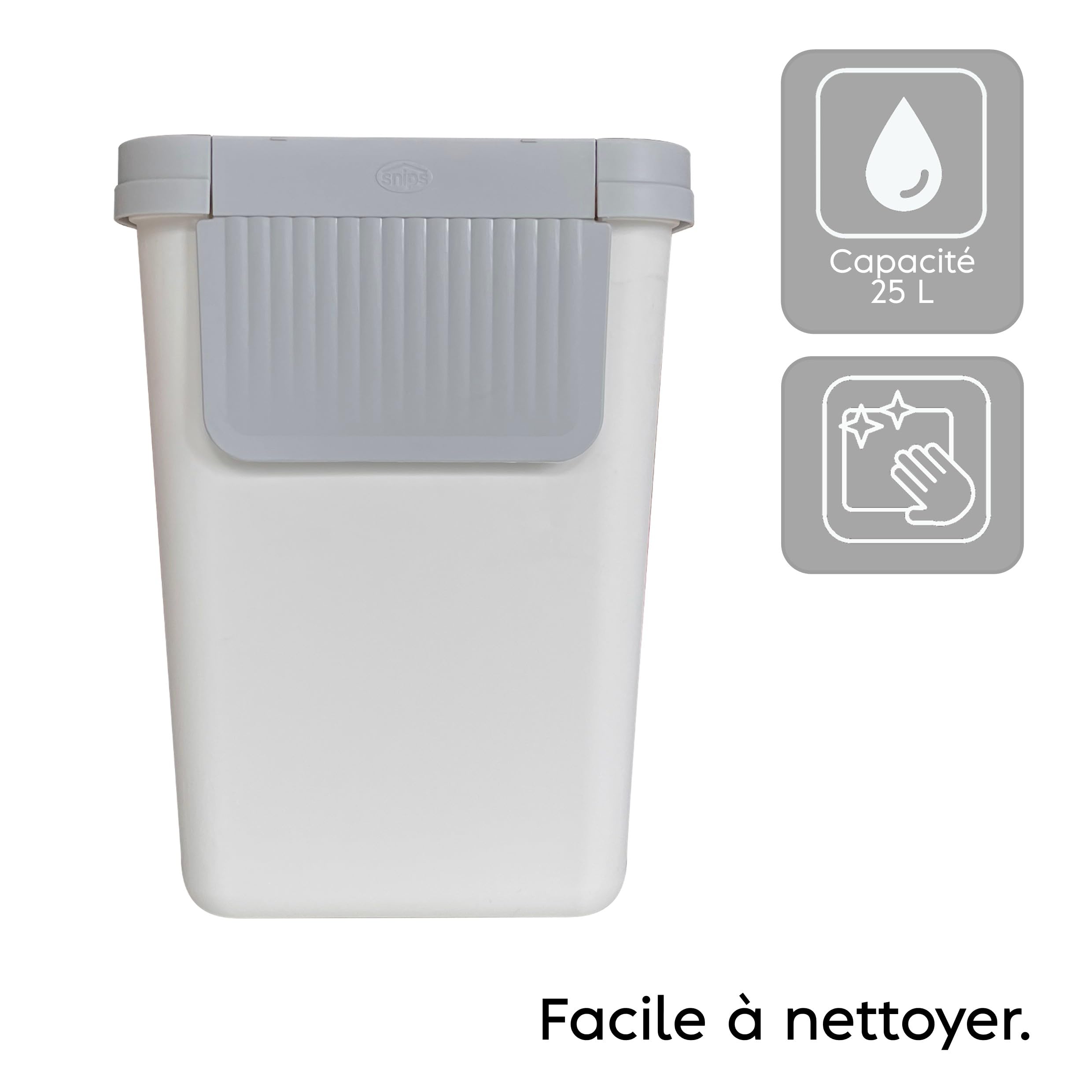 Snips Lot De 2 Poubelles Tri Sélectif 25L – Empilables, Porte Avant Pratique, Made In Italy, Blanc