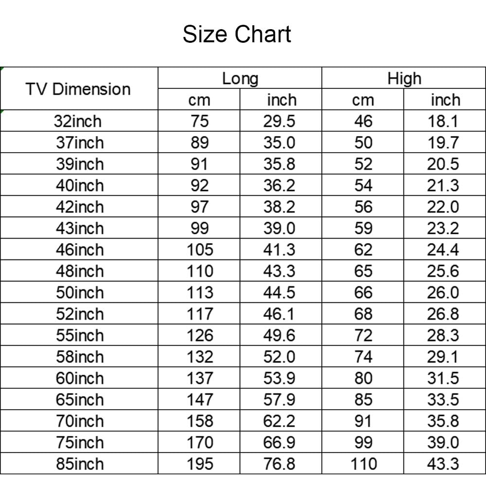 Housse de protection intérieure élastique anti-poussière pour écran TV 81-85 cm, noir, 65"