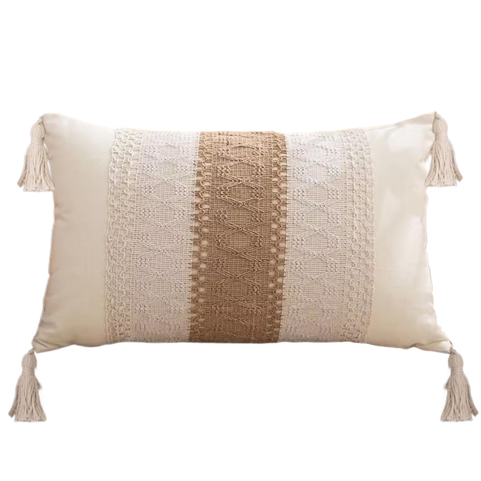 Uanqfegy 30*50Cm Boho Lumbar Throw Pillow Covers, Tassel Decor With Zipper For Couch, Bed, Car & Home/12X20 Inch