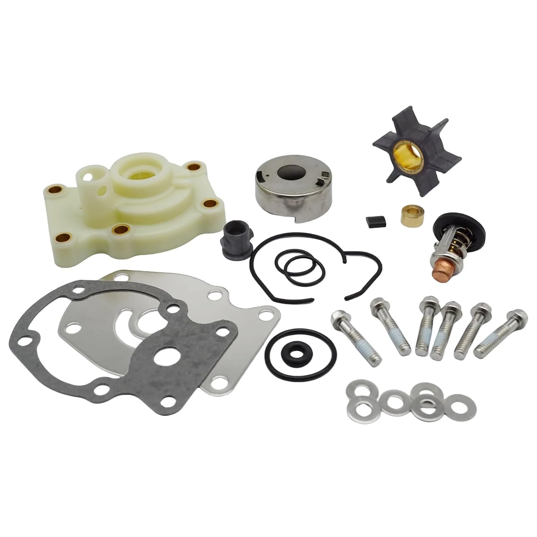 for Motore fuoribordo Johnson Evinrude 20 25 30 35 HP 0390344 393659 393630 Kit di ricostruzione girante Pompa Acqua con termostato 143 ° F