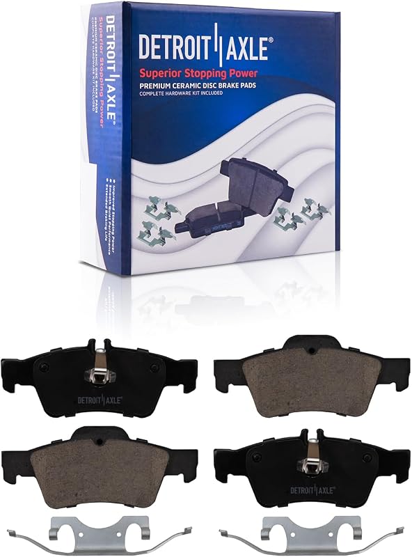 Pastilhas de freio traseiras cerâmicas Detroit Axle P-986 para Mercedes-Benz CL500, CL600, CLS550 e E320 – Kit com 2