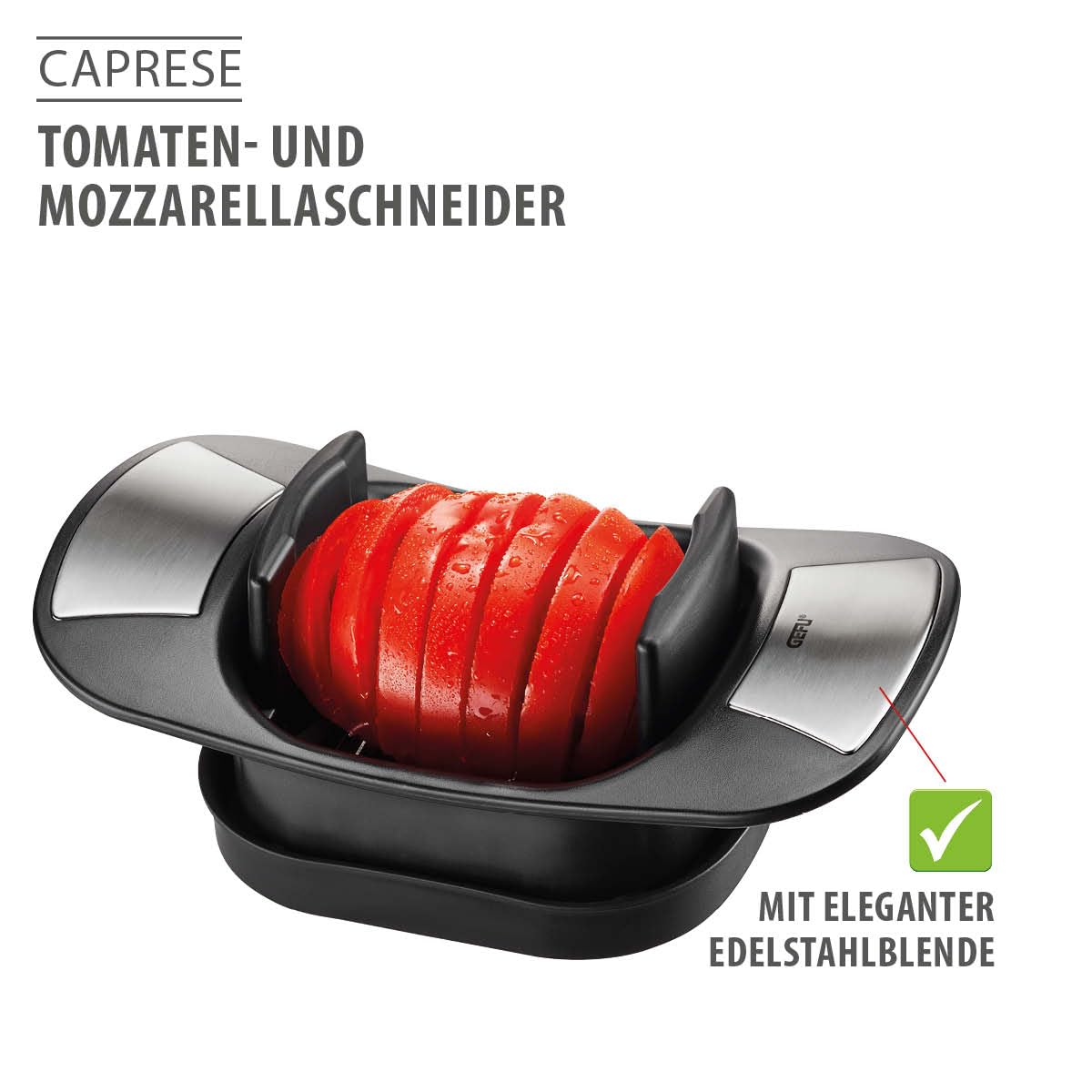 GEFU 12371 – Domates kesici ve MOZARELLA kesim için kahve kupası, gri, Moyen