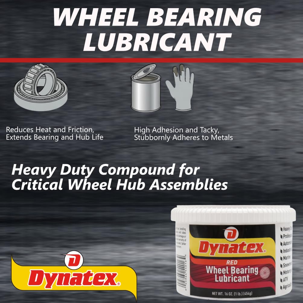 Dynatex Hi-Temp Wheel Bearing Grease 16 oz Tub - Lithium Complex NLGI #2, Dropping Point >500°F, High EP & Anti-Wear, Multi-Purpose