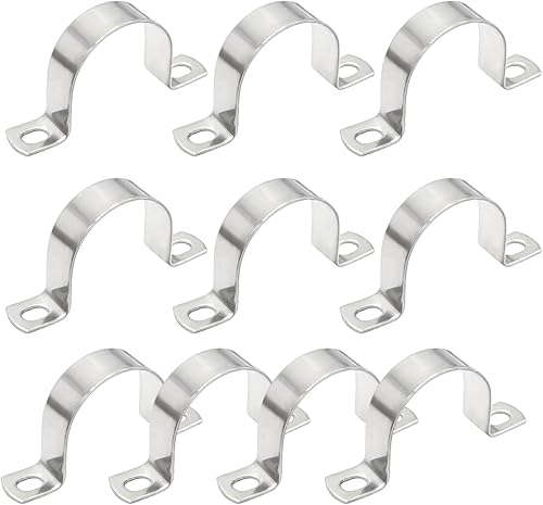 10 abrazaderas de correa de tubo en U resistentes de 2 pulgadas, soporte en forma de U de acero inoxidable 304 para abrazadera de manguera (1.969 in)