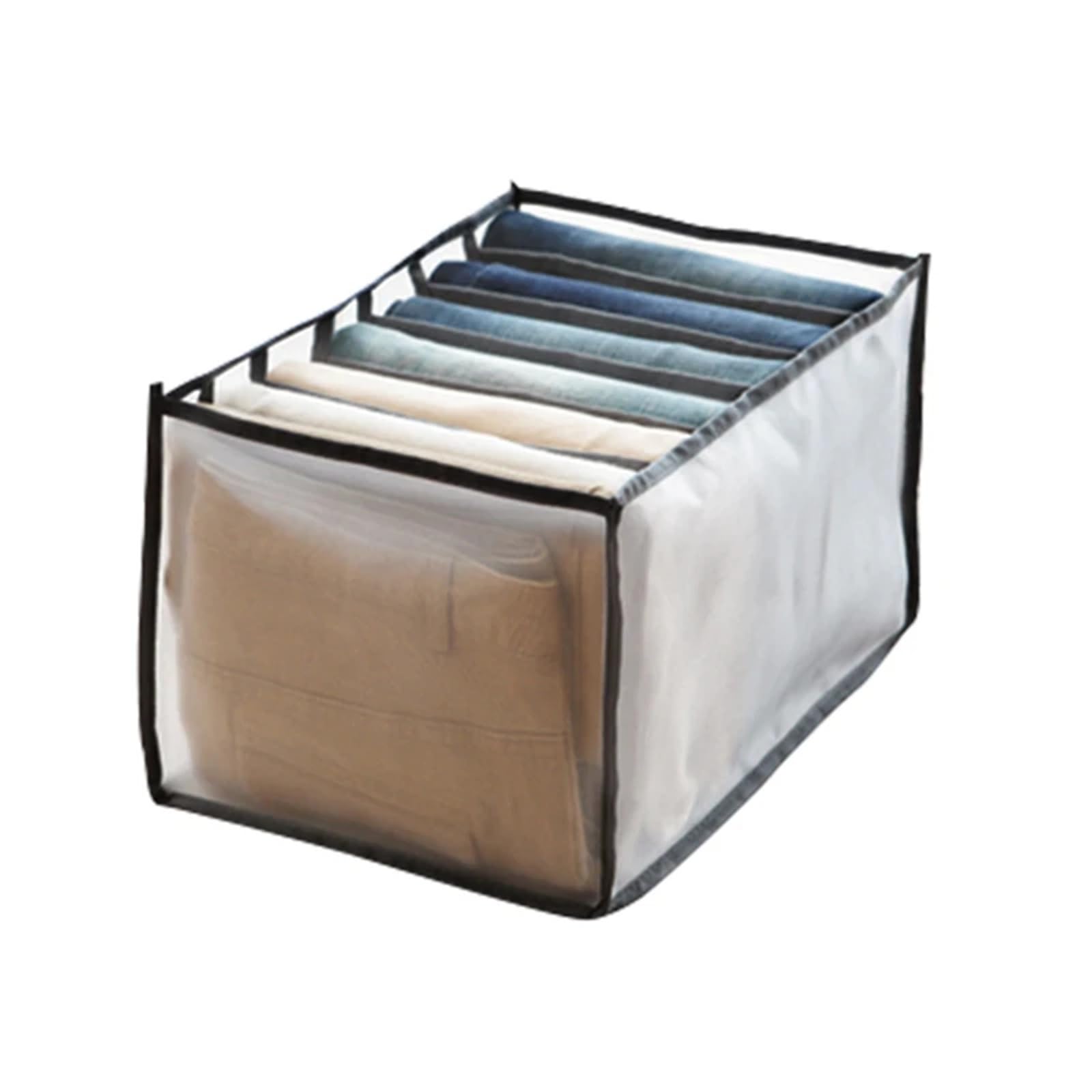 GYTTDERFL Sock Organiser Jeans Storage Box Closet Wardrobe Clothes Compartment Boxes Drawer Socks Separation Organizer Pants(Black 25x36x20)