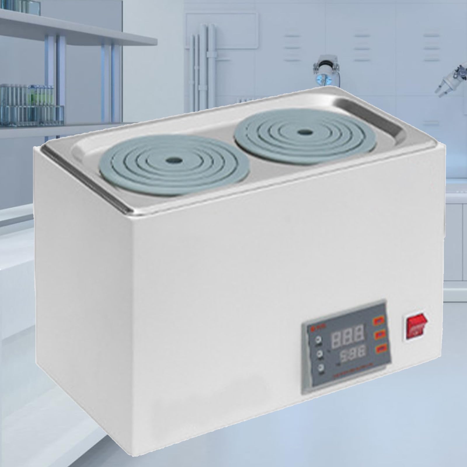 Baño María Termostático de Laboratorio Digital 5L/8L/15L, 2/4/6 Aberturas, Calentamiento Rápido, Control Preciso de Temperatura, para Uso en Laboratorio 2holes