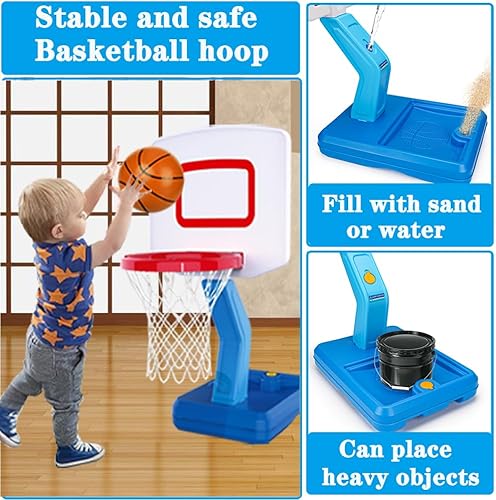 Miniatura 4 de Aro de baloncesto para niños, altura ajustable, aro de baloncesto para jugar en interiores y exteriores, portátil, junto a la piscina, aro de