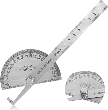 Stainless Steel Angle Protractor Miter Protractor Angle Finder 0-180 Degrees 10 Cm/6 Inch Woodworking Ruler Angle Ruler Angle Measurement Tool Metal Protractor Machinist Ruler for Measuring Map