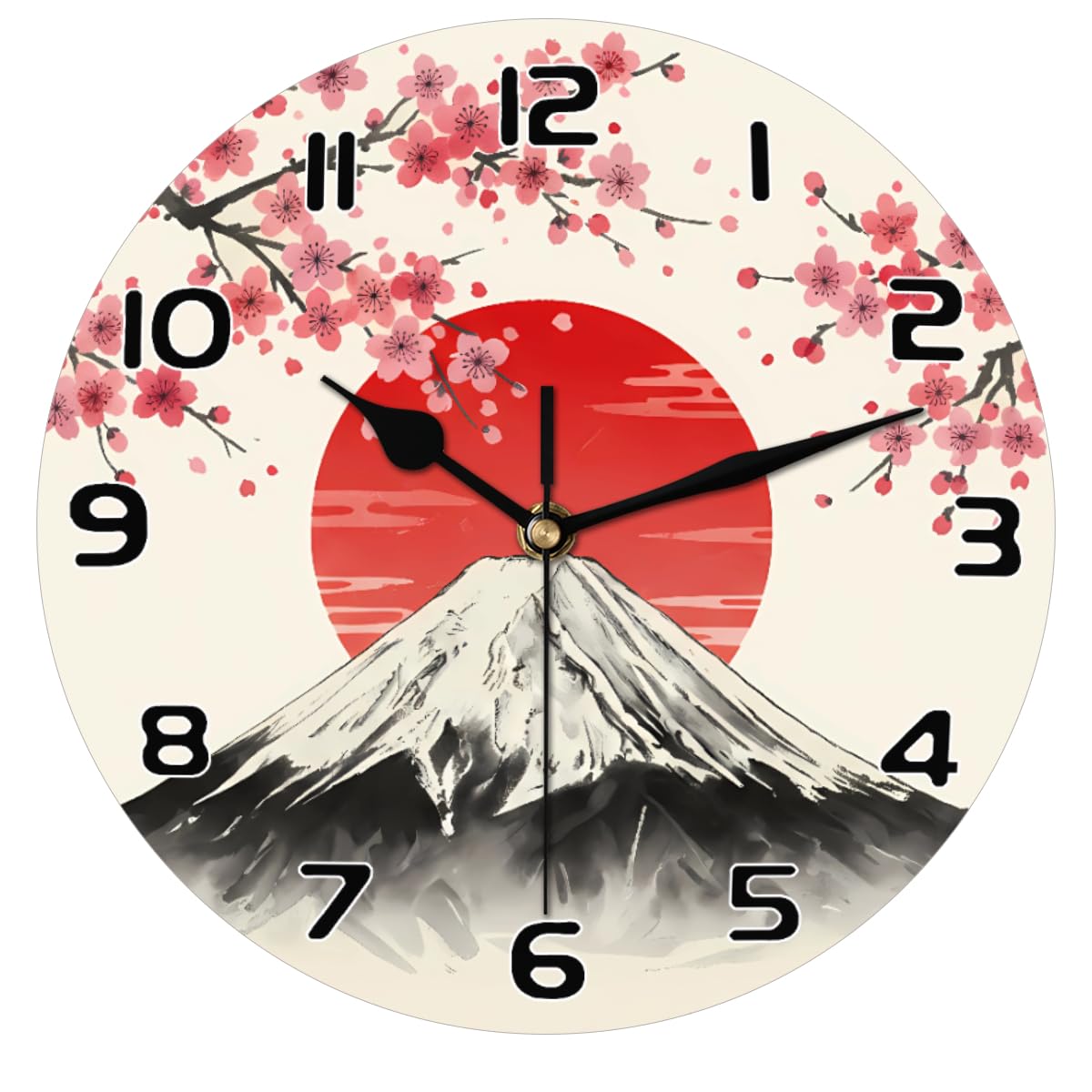 Wall Clock Silent Non Ticking Clock for Kitchen Living Room Bedroom Home Artwork Gift (Japanese Style)