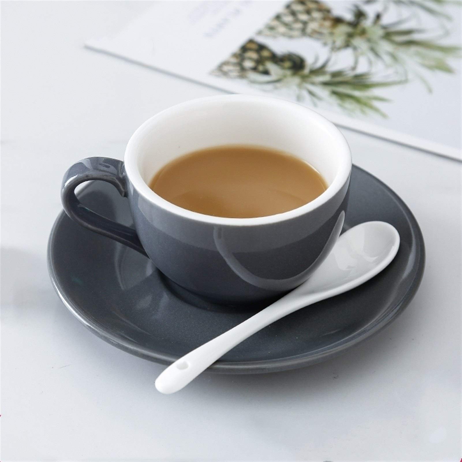 150 ml de cerámica Tazas de café Taza de café Capuchino Simples Flor Copas Latte 996 (Size : 150 ml, Color : 21bright)