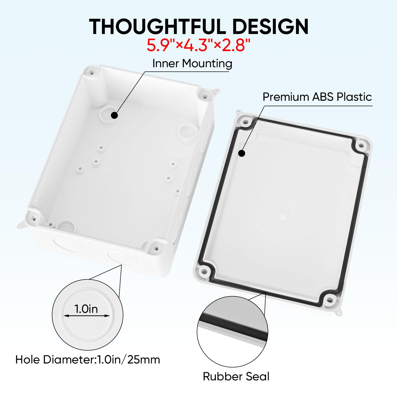 Splashbox Electrical Snapklik.com : TICONN Electrical Junction Box, IP65 Splash-proof ABS ...