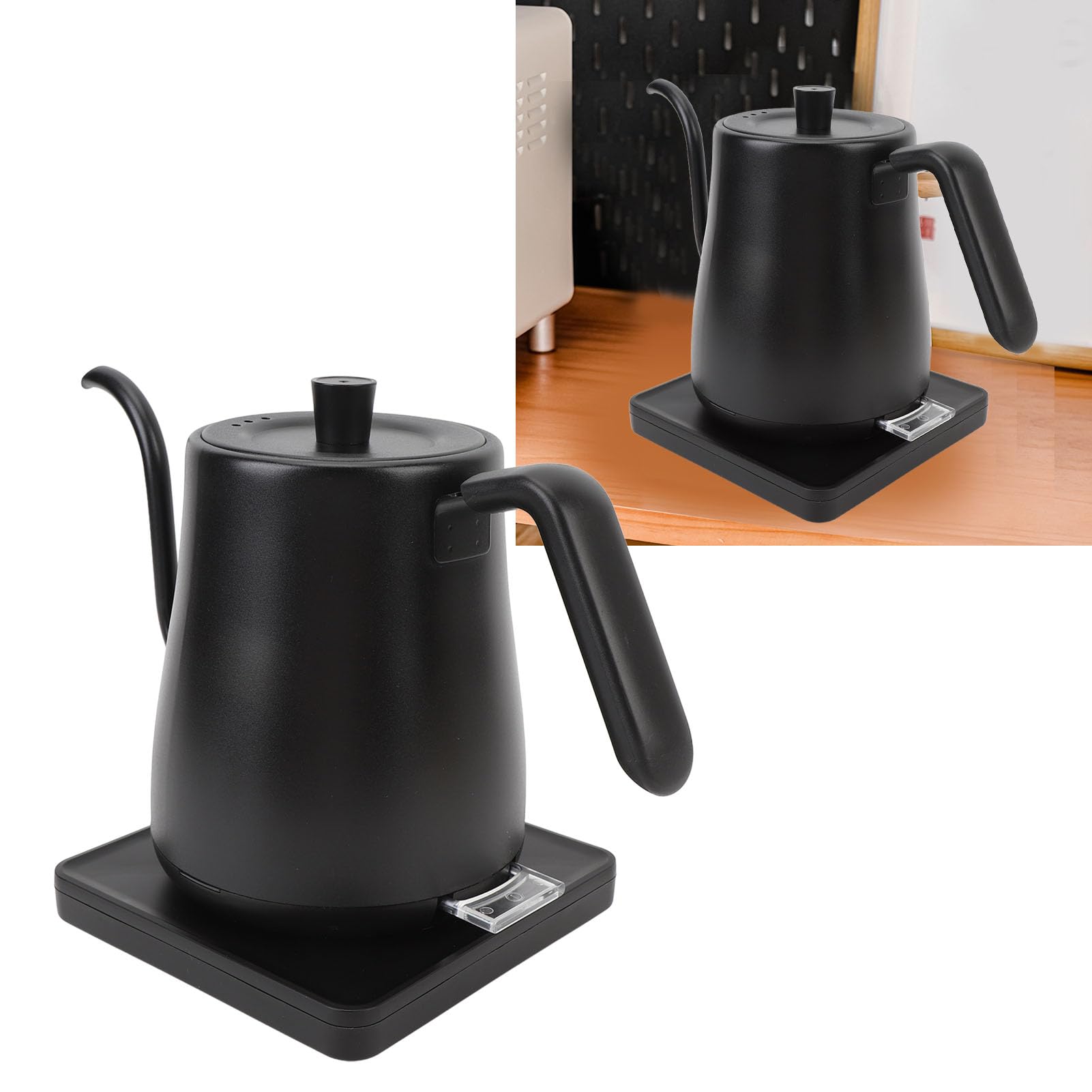 Hervidor eléctrico con cuello de cisne 800ml 1000W apagado automático ABS 304 acero inoxidable vertido sobre hervidor (EU Plug 220V)