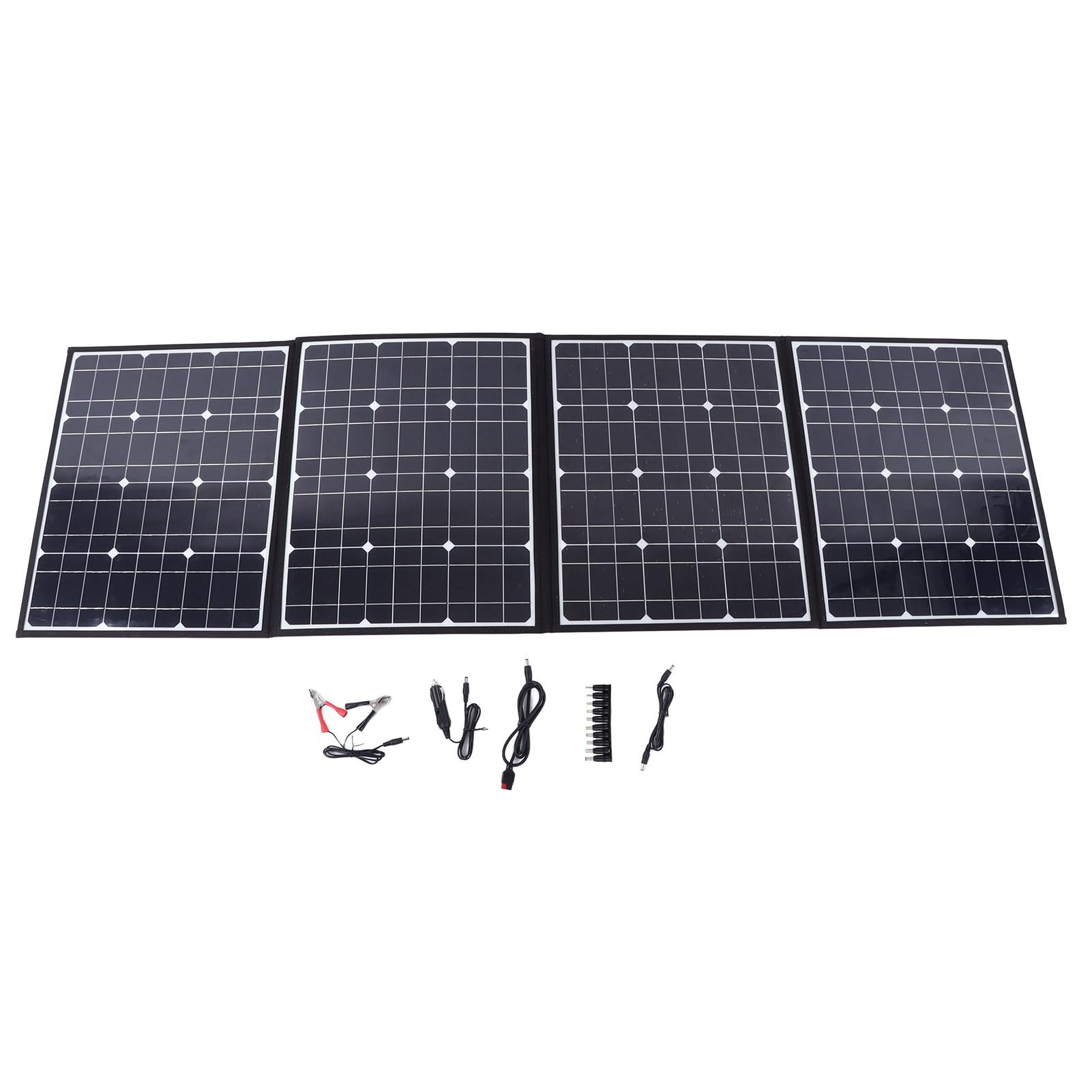 BRRNOO Przenośne Panele Słoneczne, Panel Słoneczny do Składania W Elektrowni Panel Słoneczny z Wszechstronnymi Opcjami łączności, W Tym Dwoma Portami USB i Złączem DC Składany 150 W