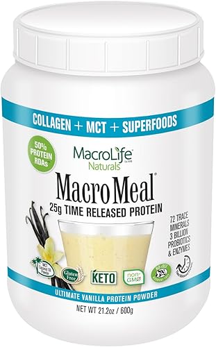 MacroLife Naturals MacroMeal Protein + Greens Superfood Powder Daily Wellness & Digestive Support Probióticos Enzimas y fibra, mujeres y hombres,