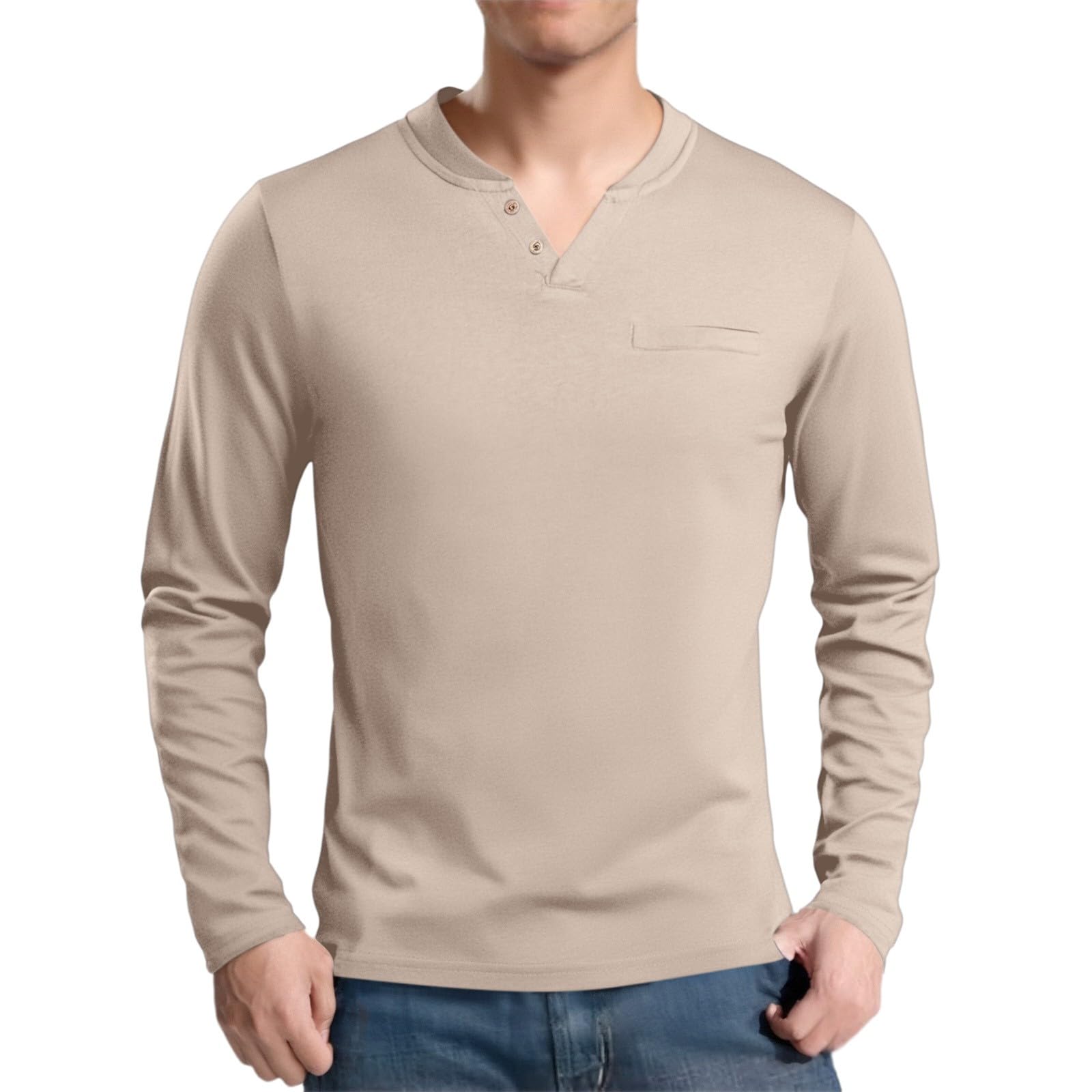 Generico Maglia Uomo in Cotone Collo A V Maniche Lunghe, Taglio Aderente Indumento Casual per La Stagione Autunnale