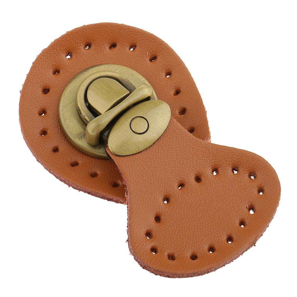 CALANDIS® Genuine Leather Bag Lock Fasteners Snap Buckles Clasp Replacement Brown-image-14