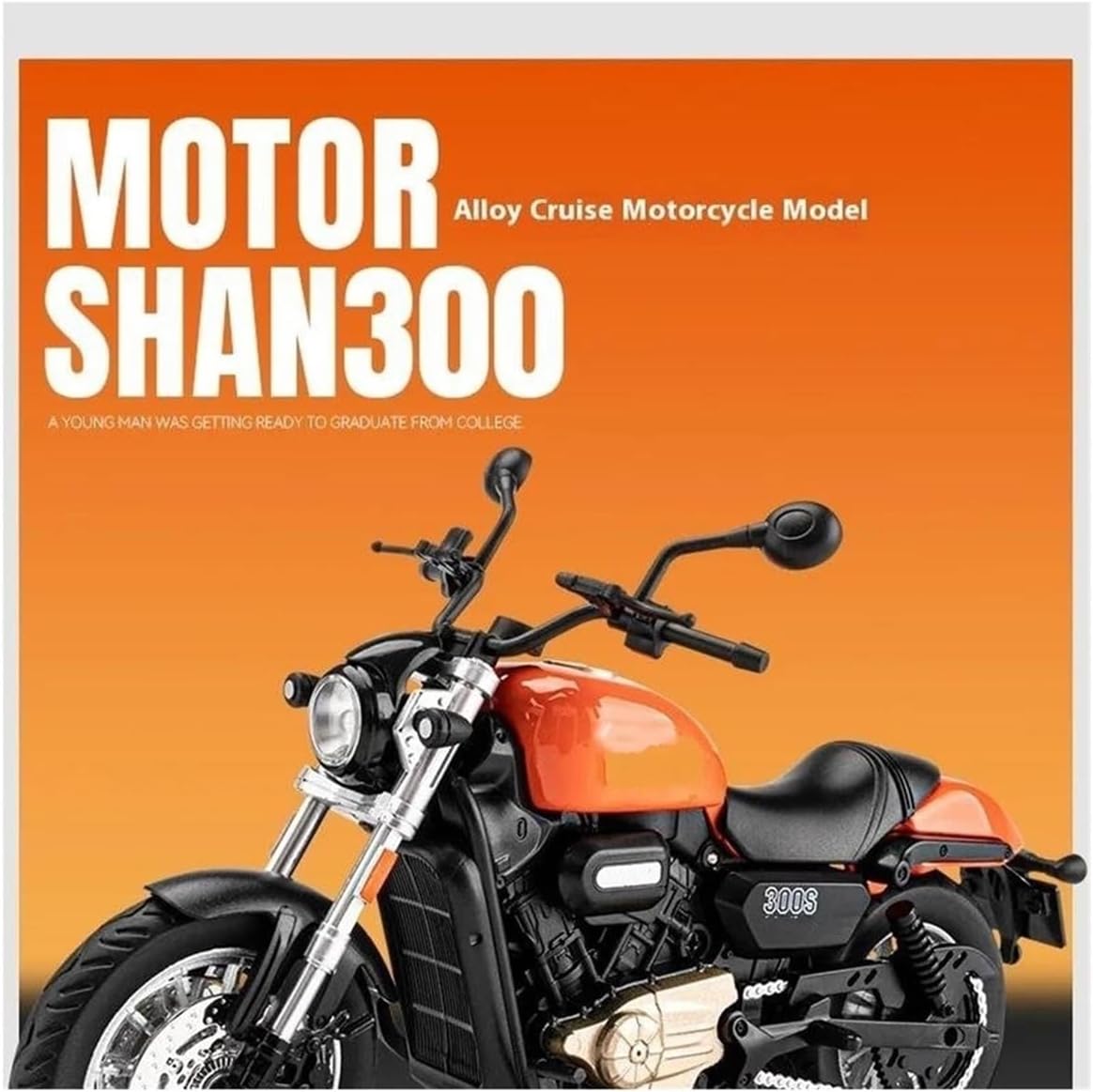 HASCBUYC 1/12 Compatible with Shan 300S Detailed Scale Model, Alloy Construction with Illuminated Features and Sound Effects, Operational Steering Control & Rear Cushioning(Orange)