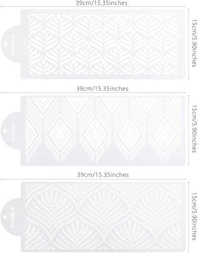 Miniatura 6 de RAYNAG 3 plantillas de decoración de tartas, moldes de plástico, moldes para tartas florales, moldes para galletas, fondant, postres, plantillas de