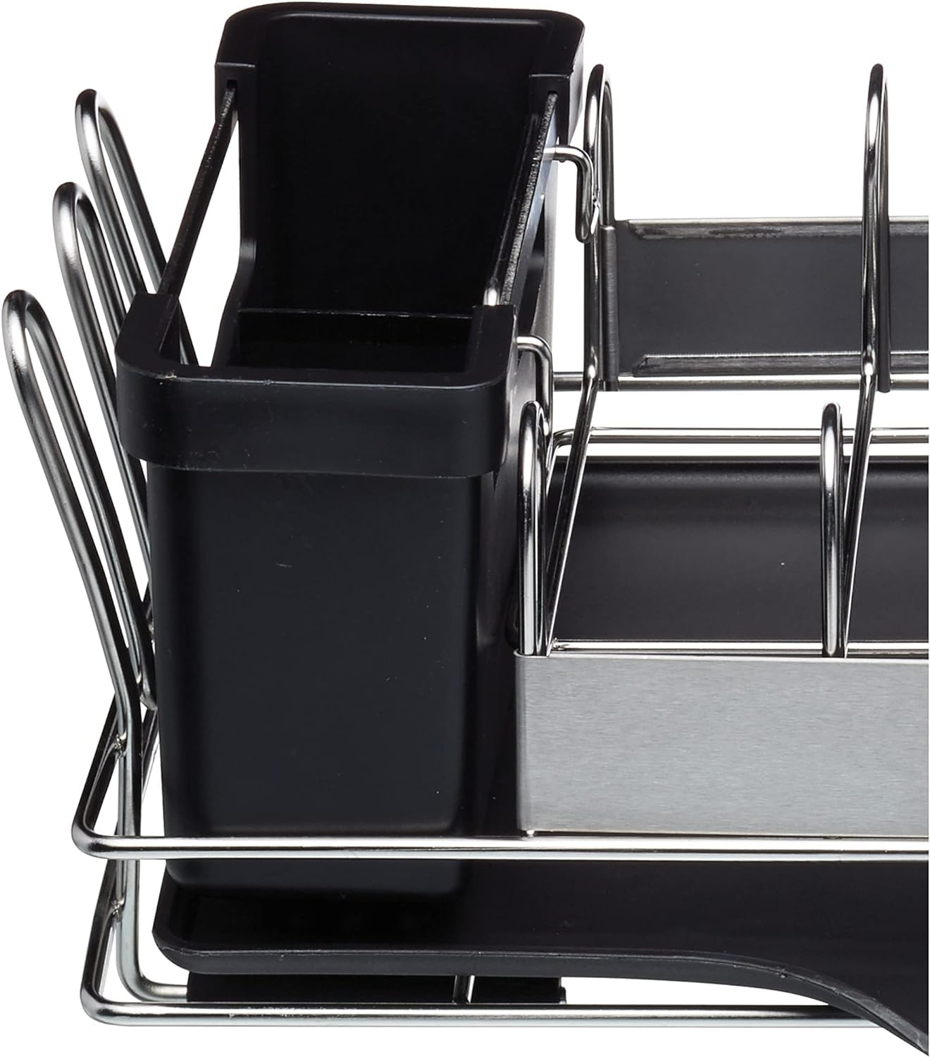 MasterClass Kleiner Edelstahl-Geschirrabtropfer mit Besteckablage, 41 x 22 x 13 cm, Silber/Schwarz