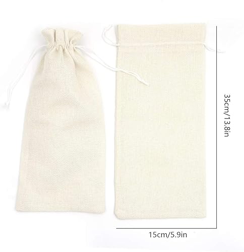 Miniatura 5 de 10 bolsas de regalo de vino de arpillera, con cordón, de lino, champán, bolsa para botella de vino, Navidad, boda, cumpleaños, fiesta, bolsas de