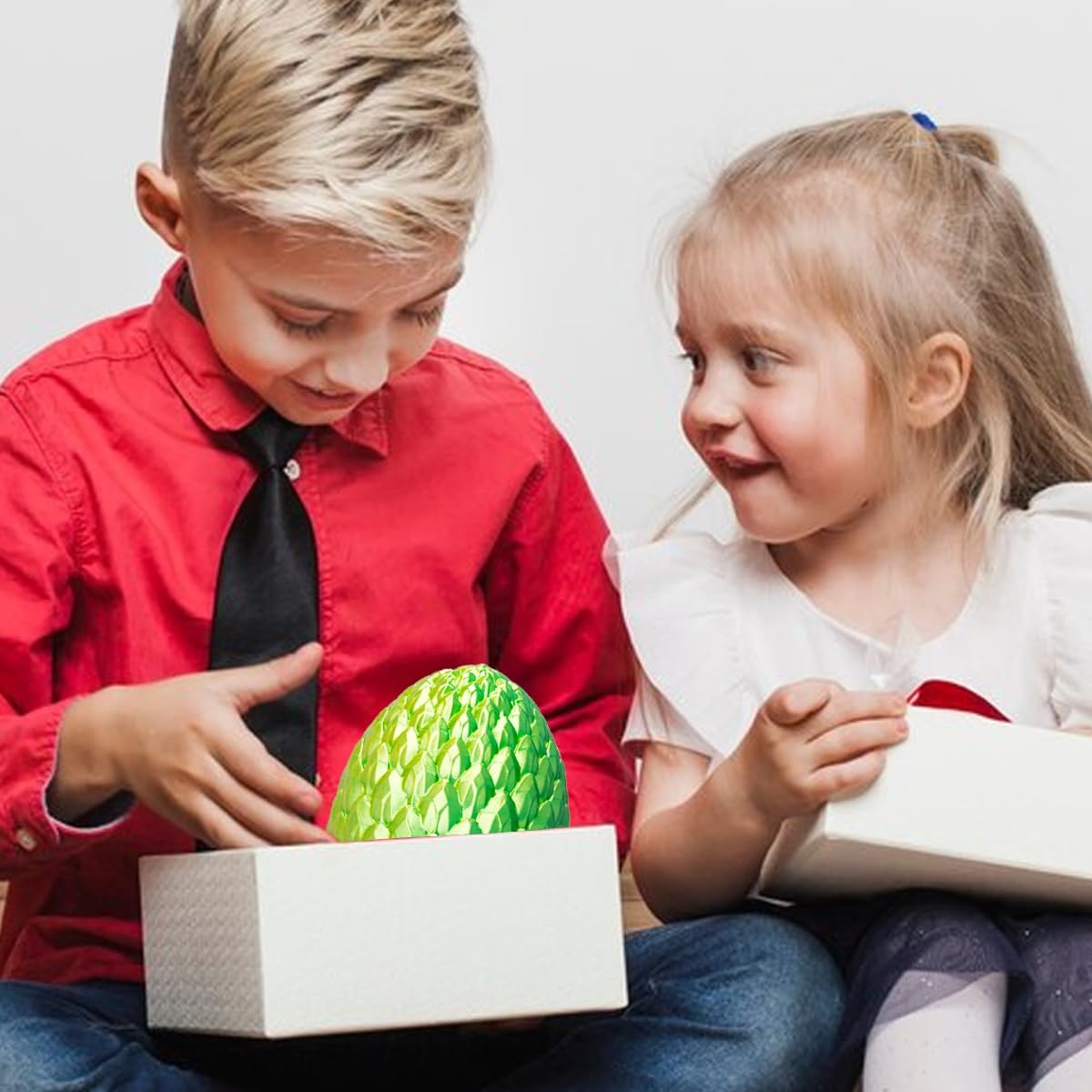 3D Printed Dragon Egg, Dragon Eggs with Dragon Inside, Articulated Crystal Dragon Fidget Toy, Dinosaur Eggs Toy, Fidget Toy for Teen Boy Kid (Green)