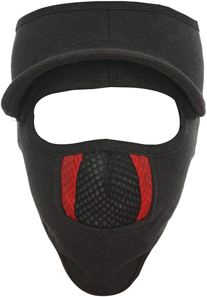 Gajraj Unisex Cotton Bike Riding & Cycling Anti Pollution Dust Sun Protection Full Face Cover Reusable Mask With Air Filter Mesh And Visor (Black)