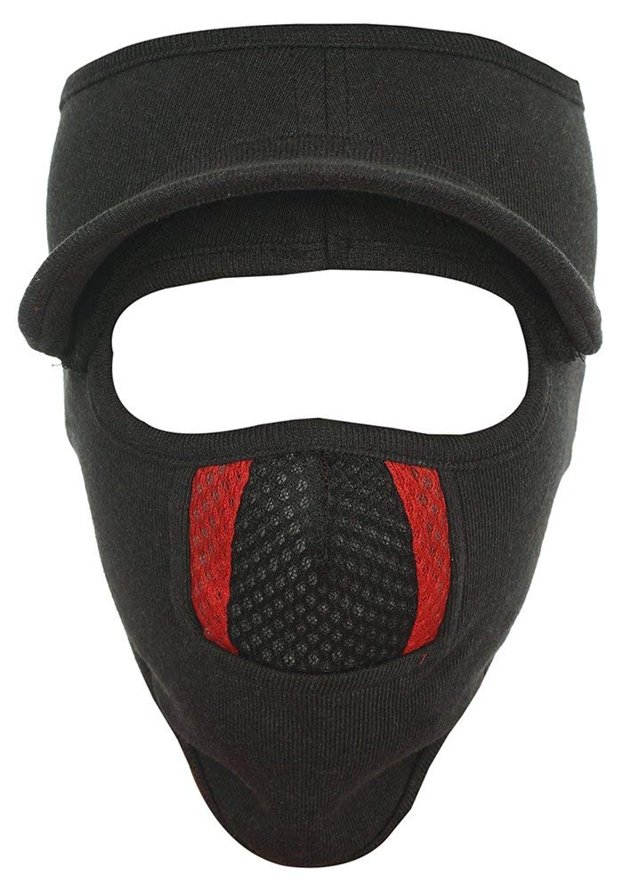 Gajraj Unisex Cotton Bike Riding & Cycling Anti Pollution Dust Sun Protection Full Face Cover Reusable Mask With Air Filter Mesh And Visor (Black)