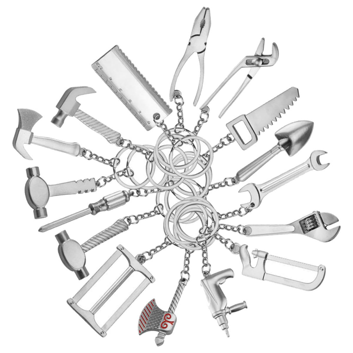 Kichvoe 20 Pezzi Portachiavi Ciondolo in Metallo Argento Design Chiave Creativa Struttura Semplice e Facile da Usare per Decorazione Portachiavi e Borsa Stili multipli