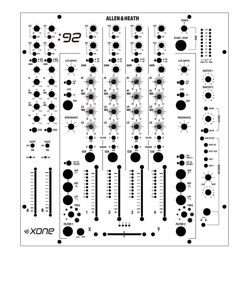 Protective Cover Skin for Allen &amp; Heath xone 92 Mixing Console Panel Film Sticker Colorful Stickers (White)