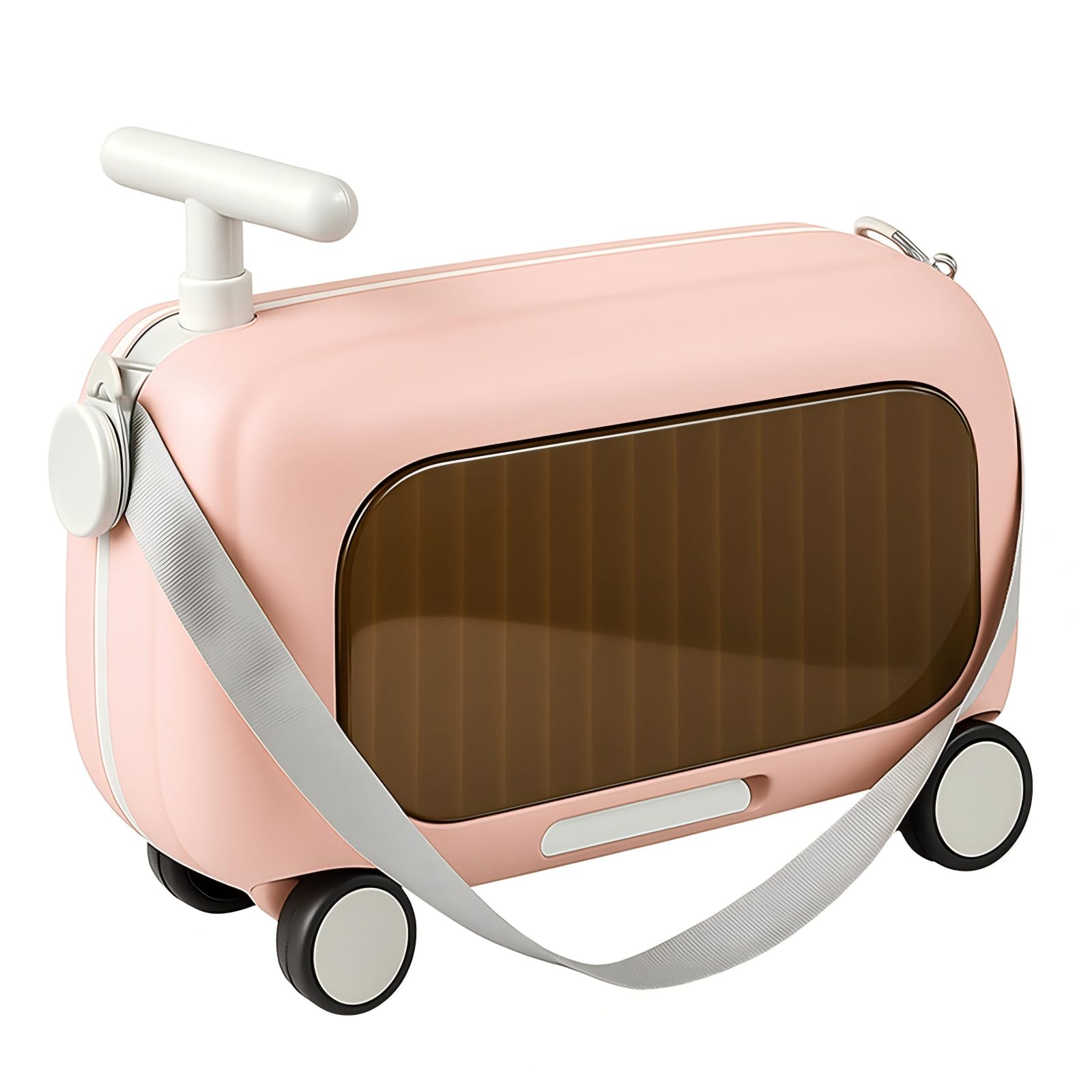 Youyijia 16 Zoll Handgepäck Koffer mit Rollen, Tragbarer Ride-On Trolley mit Teleskopgriff, Leichtes Kabinengepäck für Reisen und Kurztrips (Rosa)