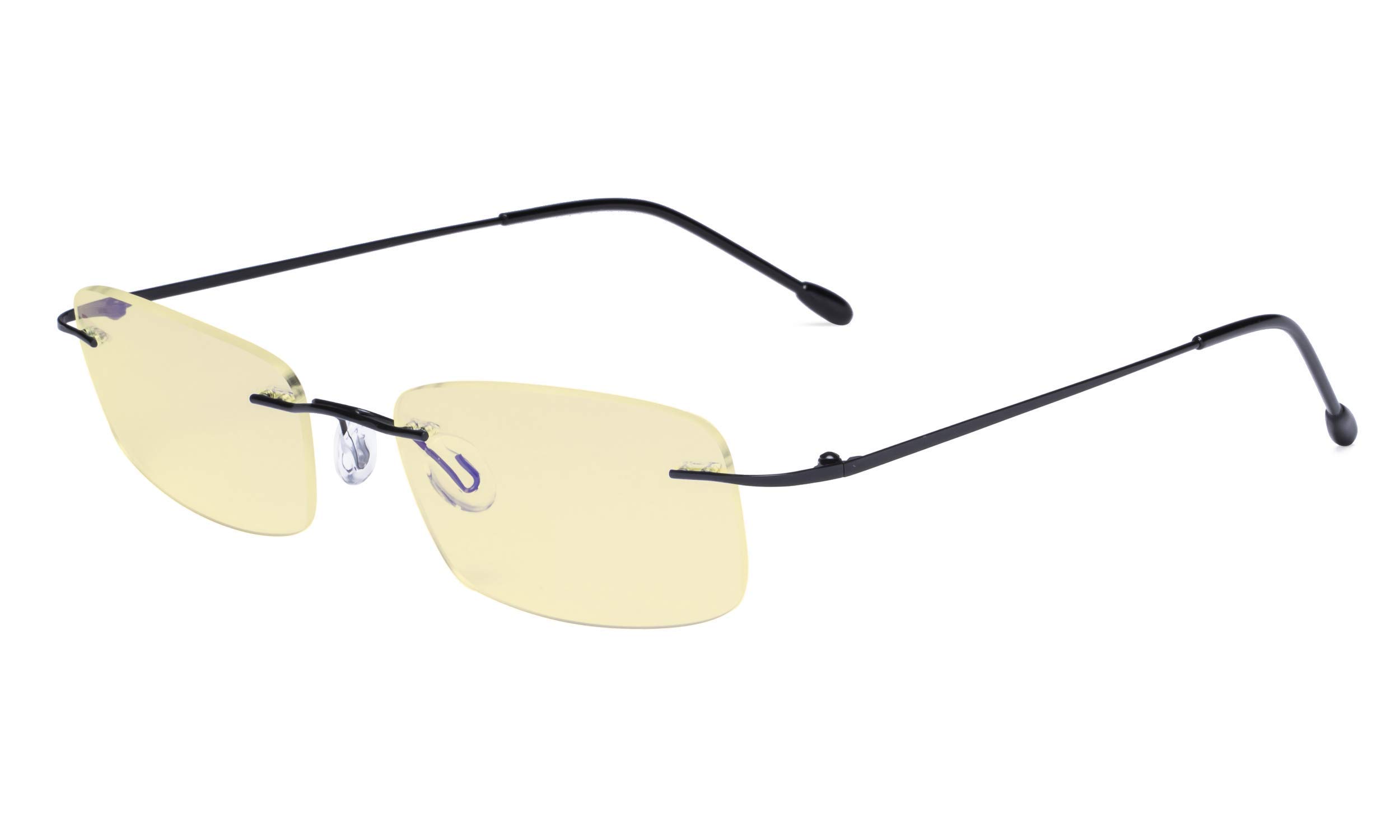 Eyekepper Titanium Rimless Orange Tinted Lenses Computer Reading Glasses Readers Men Women