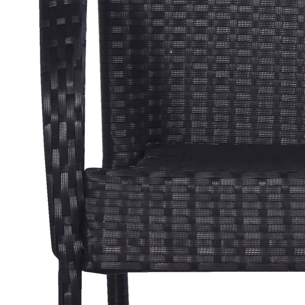 KOIECETA Silla de jardín apilable, silla apilable, silla de comedor, silla apilable, silla de jardín, terraza, gris, ratán sintético (negro, 6X)