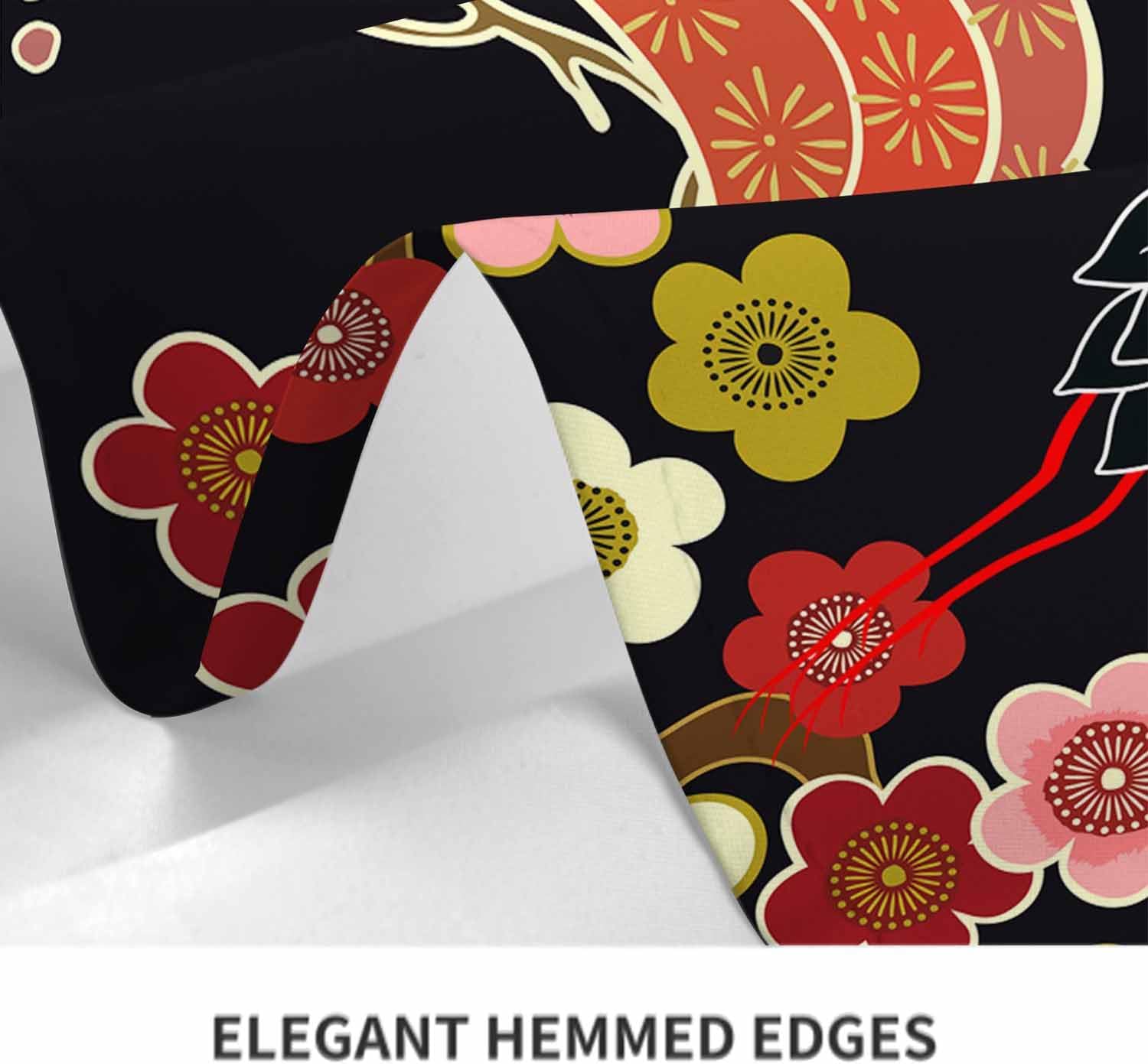TKS MITLAN Japanese Crane Tablecloth 60x84 Inch Rectangular Asian Oriental Heron Bird Floral Branch Clouds Oblong Table Cloth Kitchen Table Decorations for Home Dinner Party