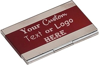 Hat Shark Your Custom 3D Laser Engraved Chrome Business Card Holder Case Carrier - Jobs, Recruitment, Advertising, Employment, Networking (Red Stripe)