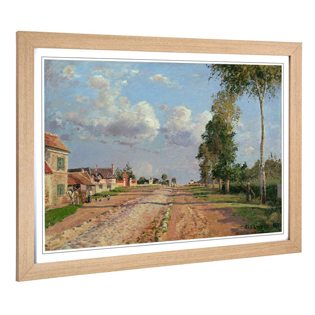 Big Box Art Framed Print of Camille Pissaro Route to Versailles Design | Wall Art Picture | Home Decor for Kitchen, Living Room, Bedroom, Hallway, Oak, A2 / 24.5x18 Inch / 62x45cm