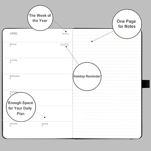 Miniatura 4 de Agenda 2025-2026, julio 2025 a junio 2026, agenda semanal y mensual 2025-2026, 5.18 x 8.25 pulgadas, cubierta de piel sintética, lazo para