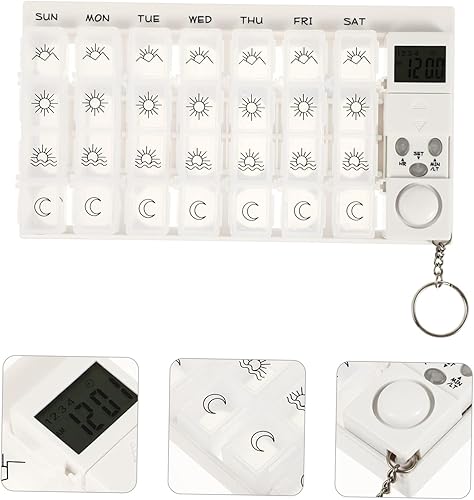 Miniatura 3 de 7 mini pastilleros reloj despertador de viaje Mini reloj despertador caja de bloqueo para contenedores de medicamentos 7 días caja de píldoras caja