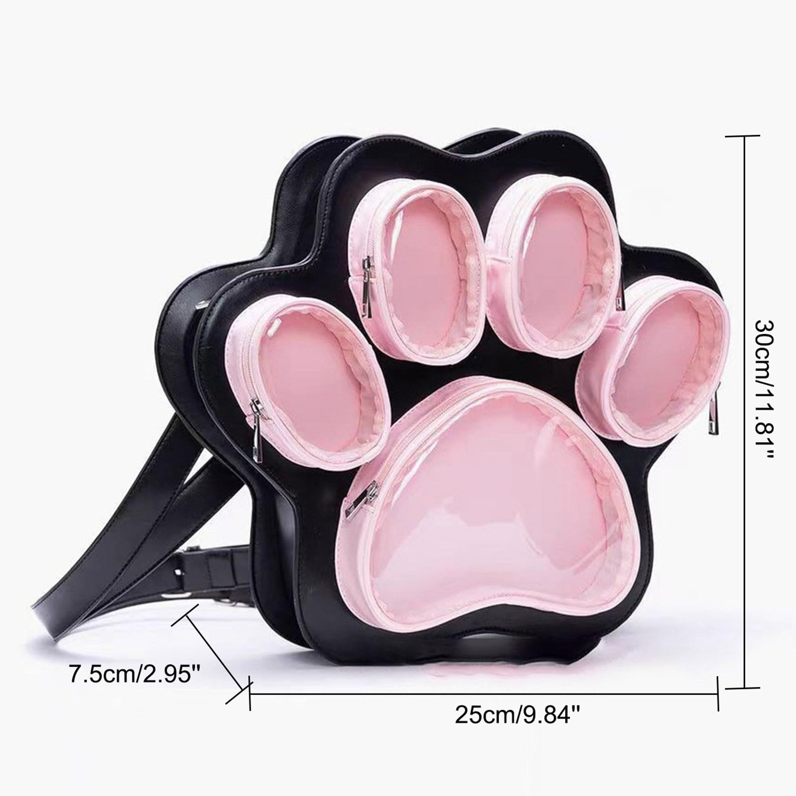 Zainetto Bambino, Zaino Elementari Bambina Resistente, Borsa a Tracolla con Design a Forma di Gatto, in Similpelle, con Tasca Trasparente, per Ragazze e Donne