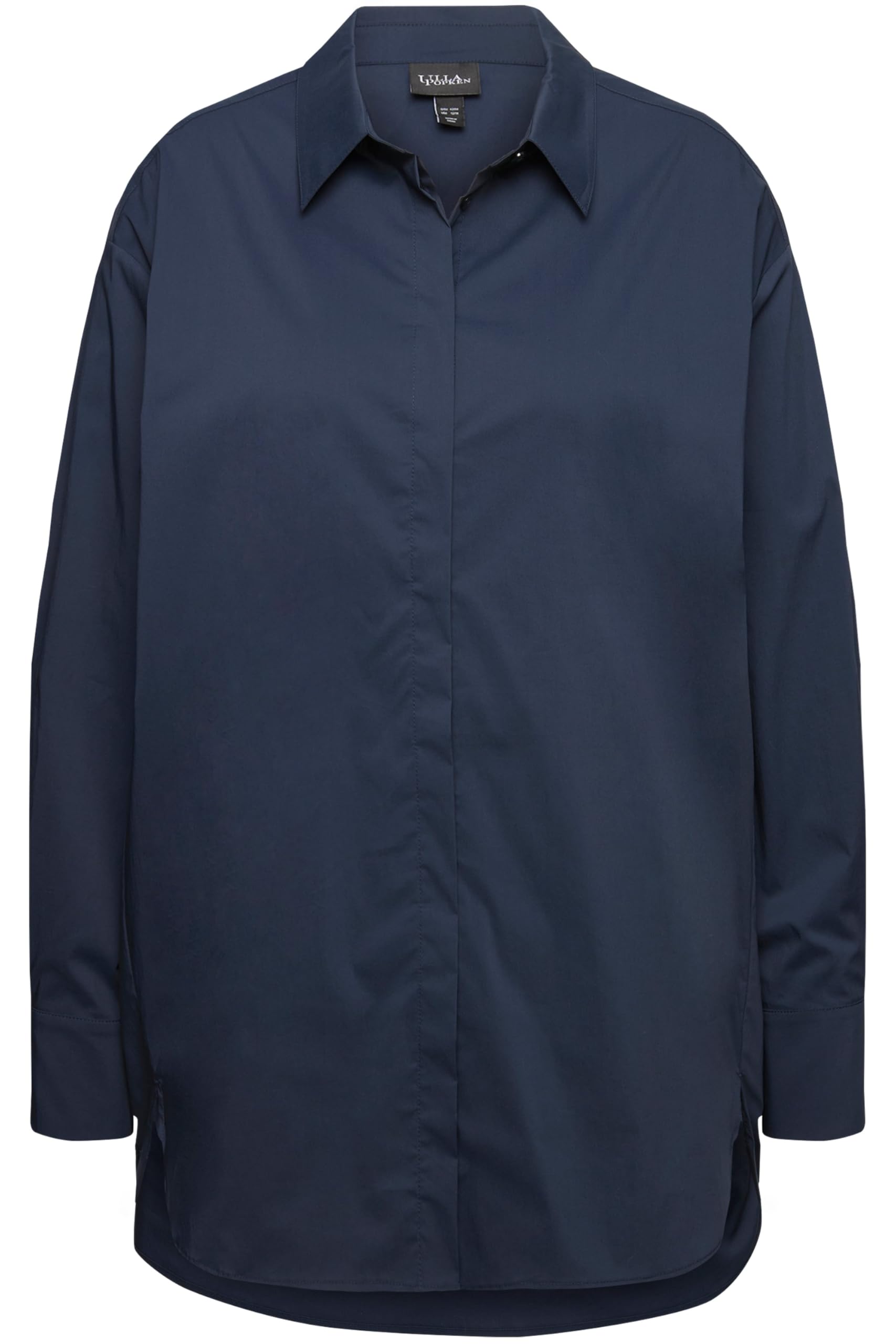 Ulla Popken Bluzka Kobiety Hemdbluse, Perlmuttknöpfe, Oversized, Hemdkragen, Langarm