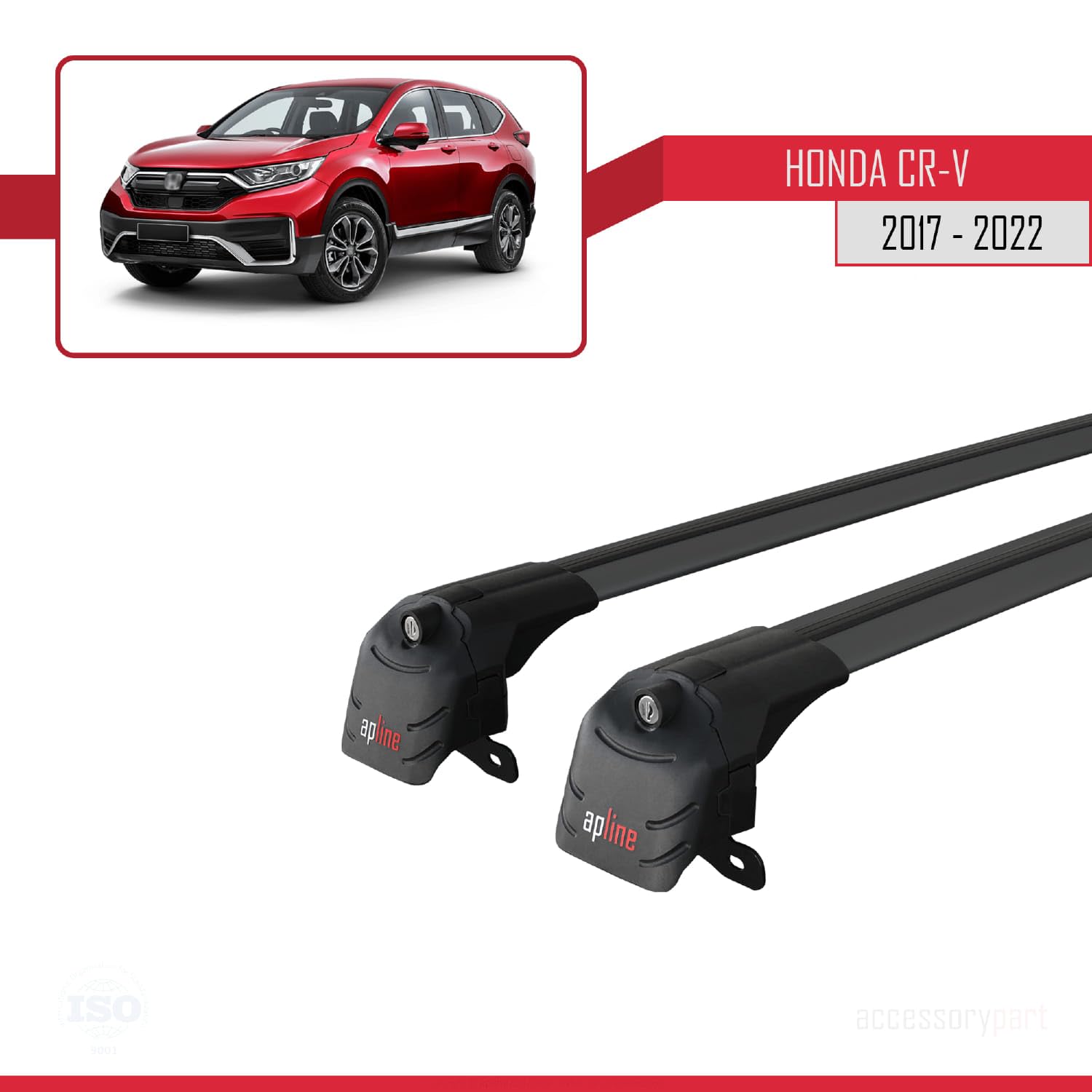 Kompatybilny z Honda CR-V 5 2017-2022 Aluminiowy bagażnik dachowy – 2 poprzeczki, czarne