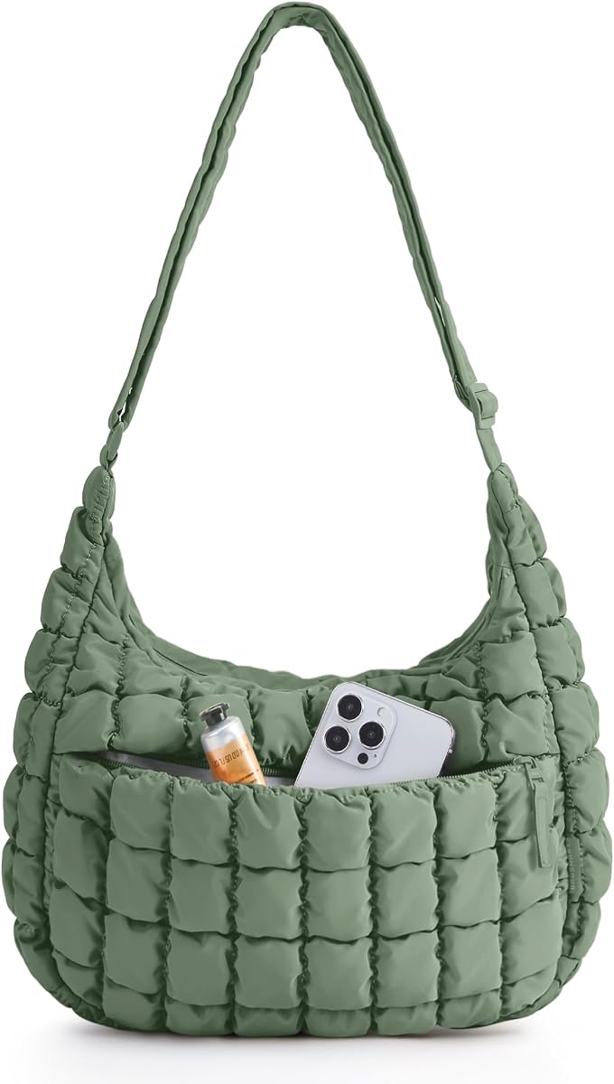 BAGSMART Quilted Crossbody Bags for Women, Travel Purses Hobo Shoulder Bag | Fits 12.9" iPad, Long Adjustable Strap, Puffer Purses for Commute Daily Use Travel Essentials, Inner Pockets, Water-resistant
