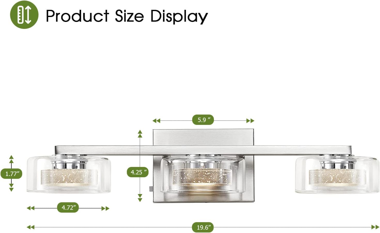 Zhizenl Bathroom Light Fixtures, Dimmable LED 3 Light Bathroom Vanity Light Over Mirror, Modern Crystal Brushed Nickel Vanity Lights with Clear Glass Shade for Bedroom Living Room - - 