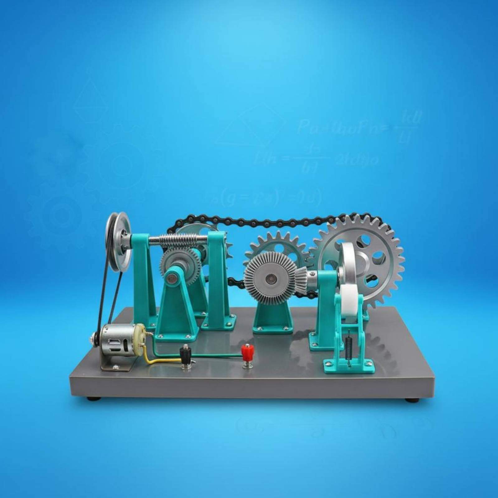 Milageto de Transmisión Mecánica Kit para Aprendizaje Modelo de Engranajes Transmisión de Cadena Base Metálica Componentes Investigación
