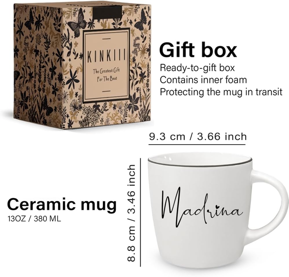 Godparent Proposal Coffee Mug Set Gifts with Padrino and Madrina, Unique Baptism Godfather Godmother Present from Godchild, Christmas Thanksgiving Birthday or Baptism Celebration, 13Oz